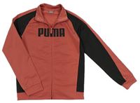 Skořcovohnědo-černá propínací sportovní mikina s logem PUMA