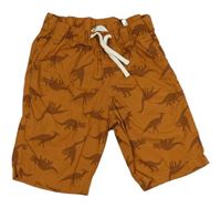 Medové plátěné kraťasy s dinosaury zn. H&M