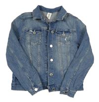 Modrá tepláková riflová crop bunda s prošoupáním H&M