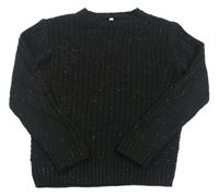 Černý melírovaný žebrovaný vlněný svetr M&S