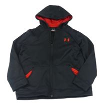 Černo-červená funkční thermo propínací mikina s logem a kapucí UNDER ARMOUR
