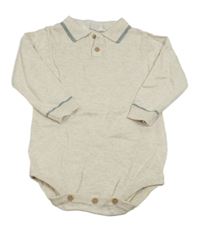 Smetanovo-světlešedé melírované úpletové body s límečkem PRIMARK