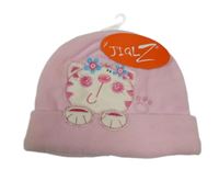 Nové - světlerůžová fleecová čepice s kočičkou 