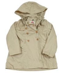 Béžový plátěný jarní kabát s odepínací kapucí Du PareiL