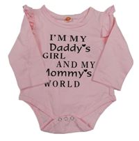 Světlerůžové body s nápisy a volánky 