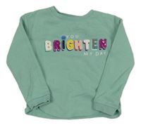 Mentolová mikina s nápisem s flitry M&S