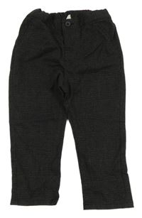 Tmavošedo-černé kostkované vzorované slavnostní kalhoty H&M