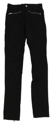 Černé chino tregínové kalhoty se zipy