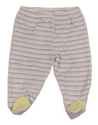 Levandulovo-bílo-šedo-žluté pruhované sametové polodupky BimBUS