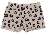 Světlerůžovo-černo-barevné vzorované žebrované kraťasy F&F