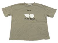 Khakišedé tričko s nápisy ZARA