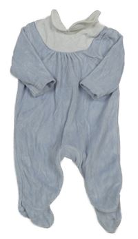 Světlemodro-bílý sametový overal s límečkem George