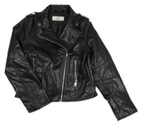 Černý koženkový jarní crop křivák s límečkem H&M