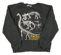 Tmavošedá mikina s kostrami dinosaurů H&M