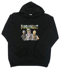 Černá lehká mikina s potiskem a kapucí - Fortnite
