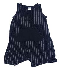 Tmavomodro-bílý pruhovaný bavlněný kraťasový overal H&M