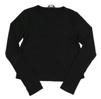 Černé žebrované crop triko Primark