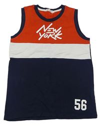 Červeno-bílo-tmavomodré tílko s nápisem a číslem H&M