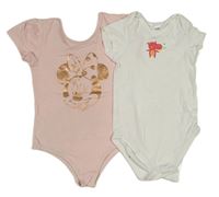 2x body - růžové s Minnie + bílé s hrochem