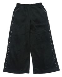 Černé plyšové wide leg tepláky s kamínky George