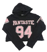 Černá crop mikina s číslem a kapucí H&M