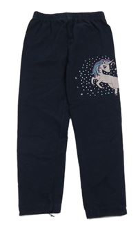 Tmavomodré legíny s jednorožcem