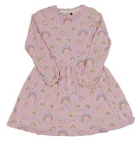 Růžové puntíkaté bavlněné šaty s duhami Pep&Co