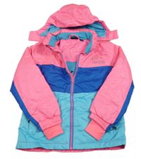 Neonově růžovo-modrá šusťáková lyžařská funkční bunda s kapucí Crivit