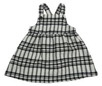 Světlešedo-černé kostkované vlněné laclové šaty F&F