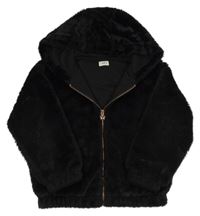 Černá kožešinová podšitá bunda s kapucí F&F