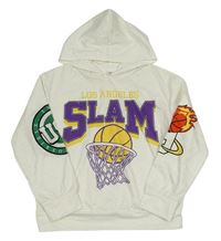 Bílá lehká mikina s basketbalovým míčem a kapucí Shein