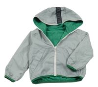 Šedá šusťáková jarní oboustranná bunda s kapucí Zara