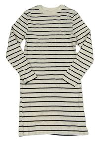 Bílo-černé pruhované žebrované elastické šaty George