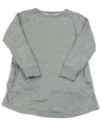 Šedá melírovaná třpytivá tepláková šatová tunika s kamínky Yigga