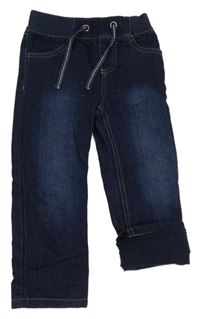 Tmavomodré podšité rifle s úpletovým pasem Lupilu