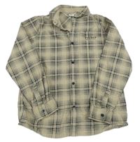 Pískovo-černá kostkovaná košilová bunda s nápisem River Island