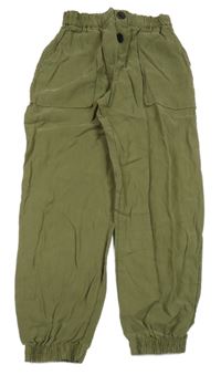 Khaki lehké cuff kalhoty Zara