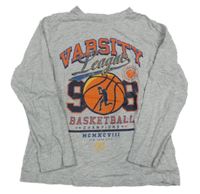 Šedé melírované triko s basketbalovým míčem a nápisem Primark