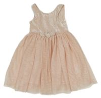 Růžové sametovo/tylové šaty s mašlí H&M