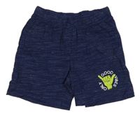 Tmavomodré melírované bavlněné kraťasy s rukou Pocopiano