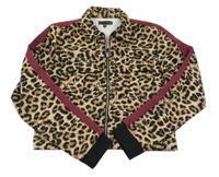 Hnědá crop bunda s leopardím vzorem