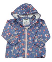 Modrá květovaná nepromokavá bunda s kapucí Lupilu