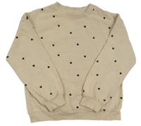 Světlehnědá mikina se srdíčky H&M