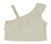 Bílý crop top s volánem Shein