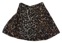Černo-šedo-hnědá vlněná sukně s leopardím vzorem Next