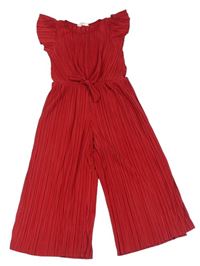 Červený žebrovaný lehký culottes overal H&M
