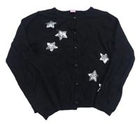 Černý lehký propínací svetr s hvězdami z flitrů Dopodopo