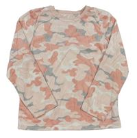 Růžovo-šedé plyšové army pyžamové triko Primark