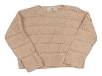 Světlerůžový perforovaný crop svetr H&M