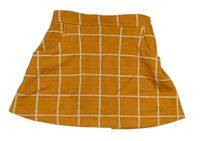 Okrová kostkovaná úpletová sukně Nutmeg